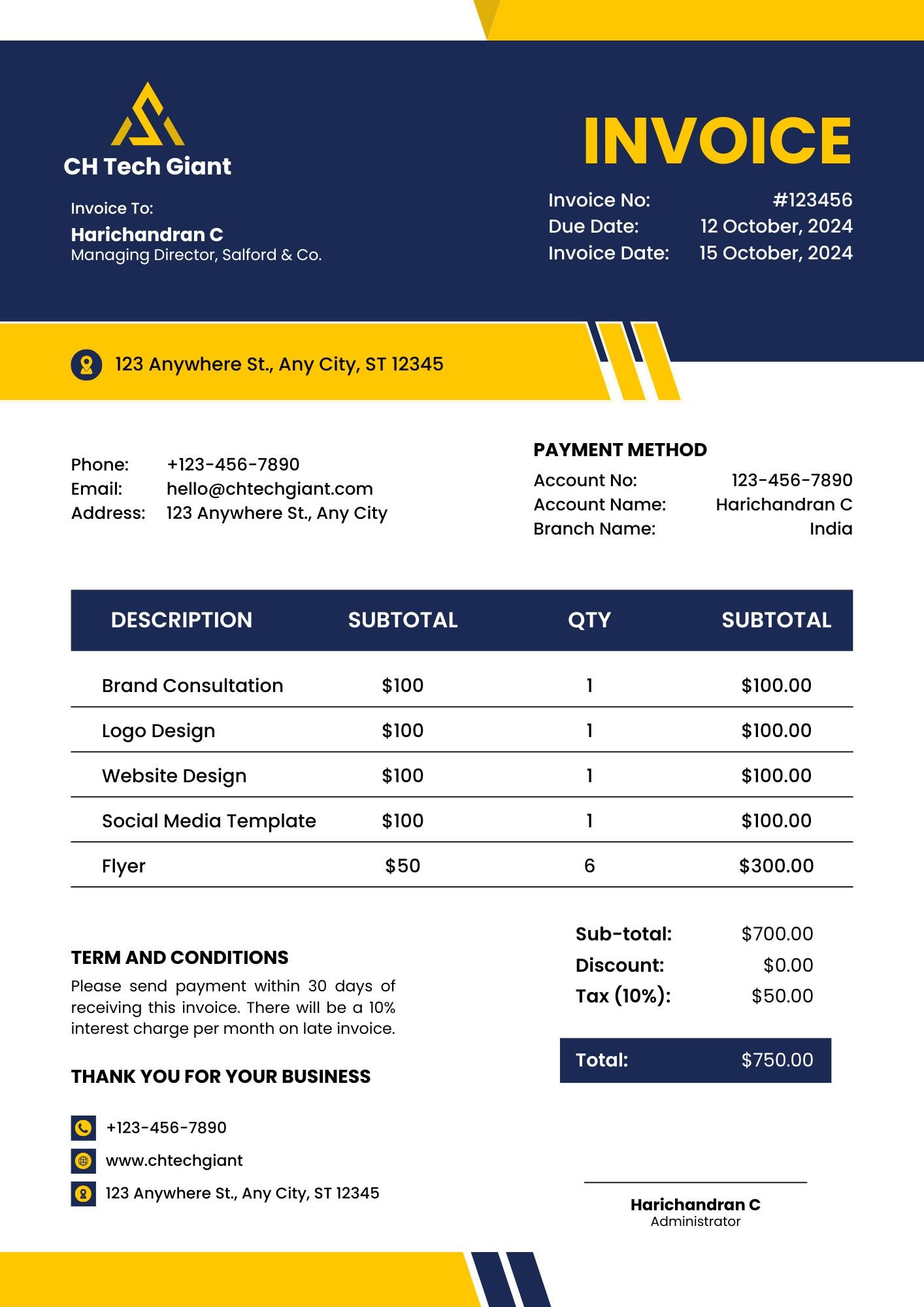 RealEstate Invoice Designs - CH Tech Giant