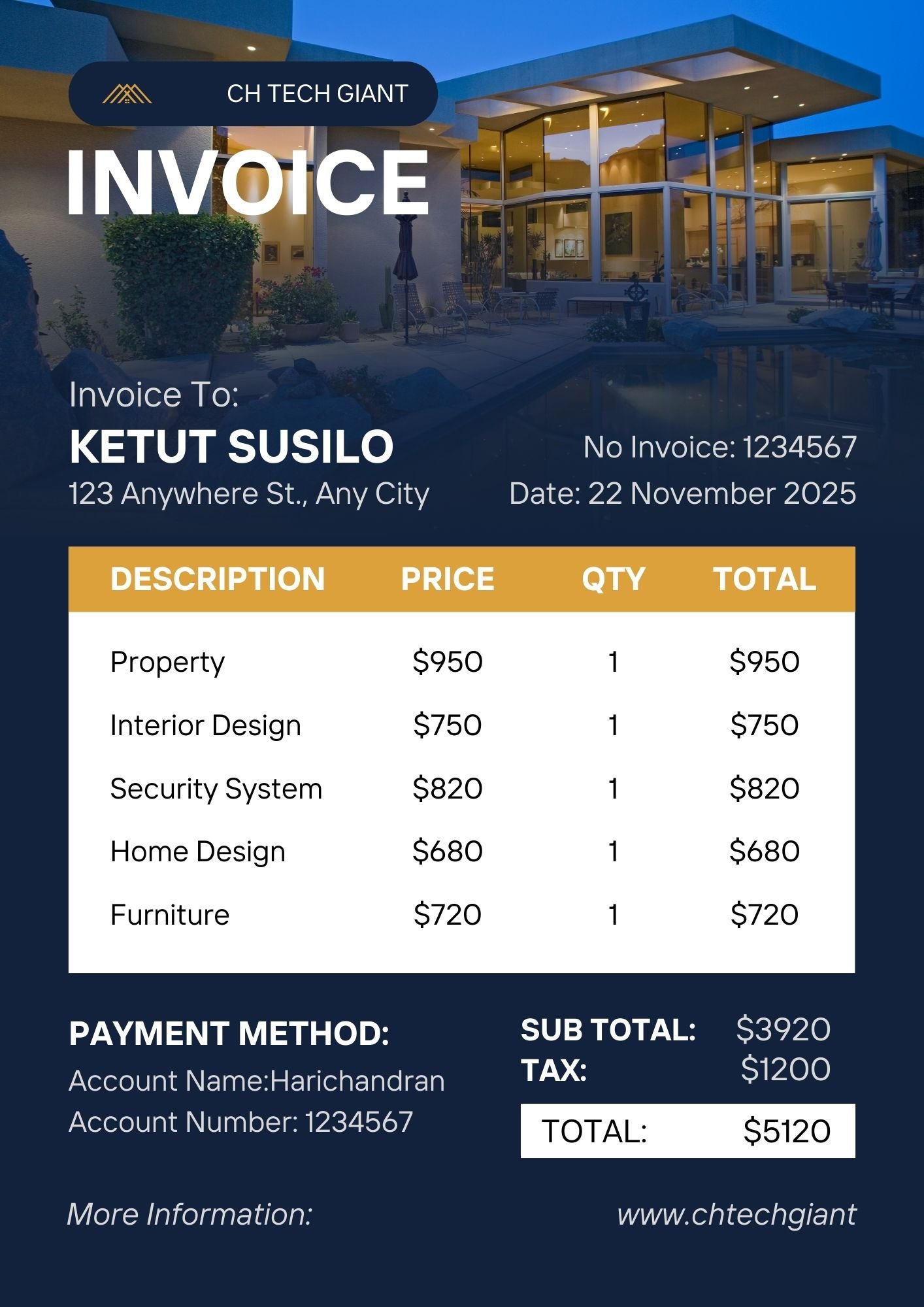 RealEstate Invoice Designs - CH Tech Giant