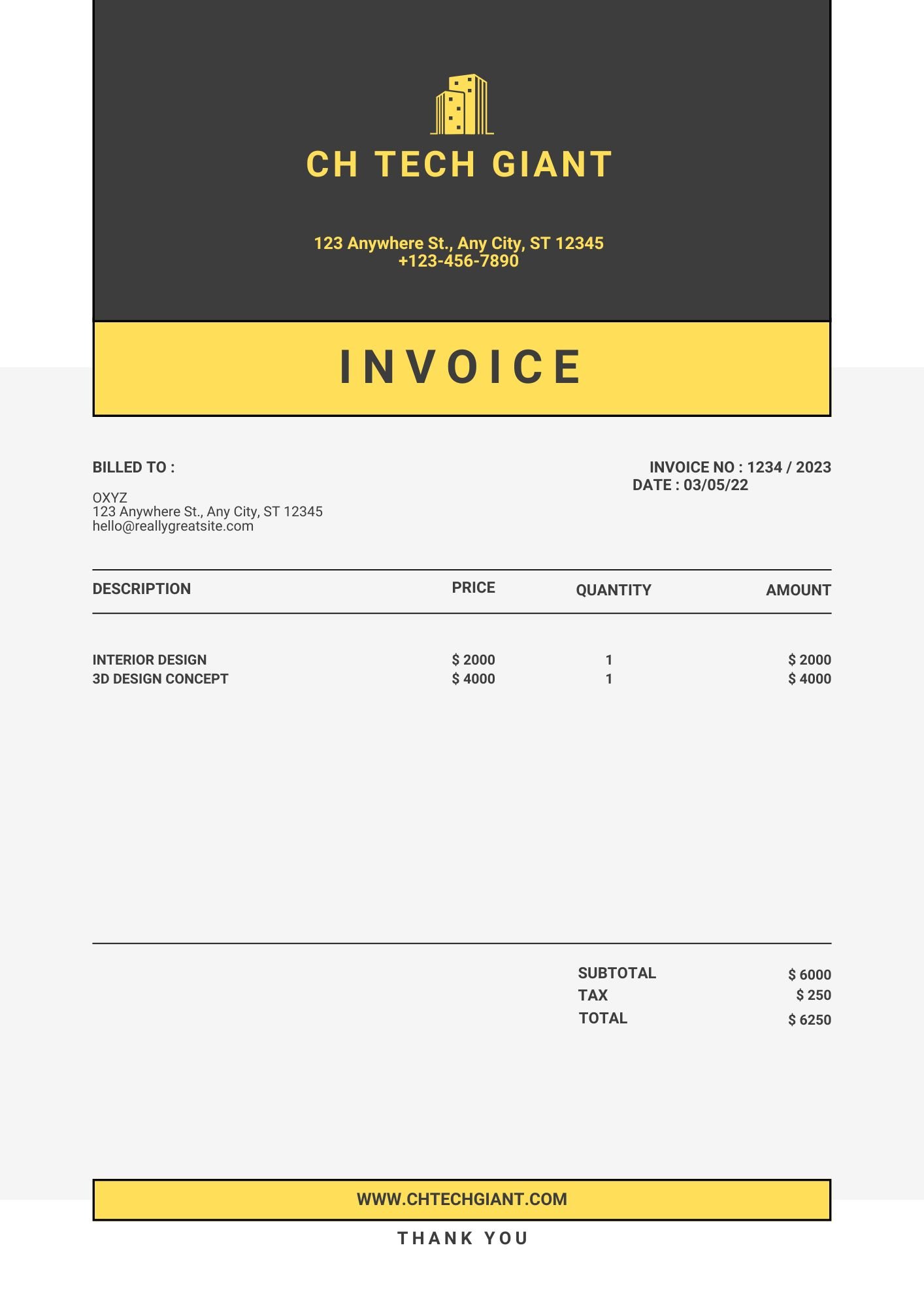 RealEstate Invoice Designs - CH Tech Giant
